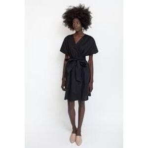 Anthropologie JUST FEMALE Masha Wrap Dress Black Cotton CASUAL Size Large L